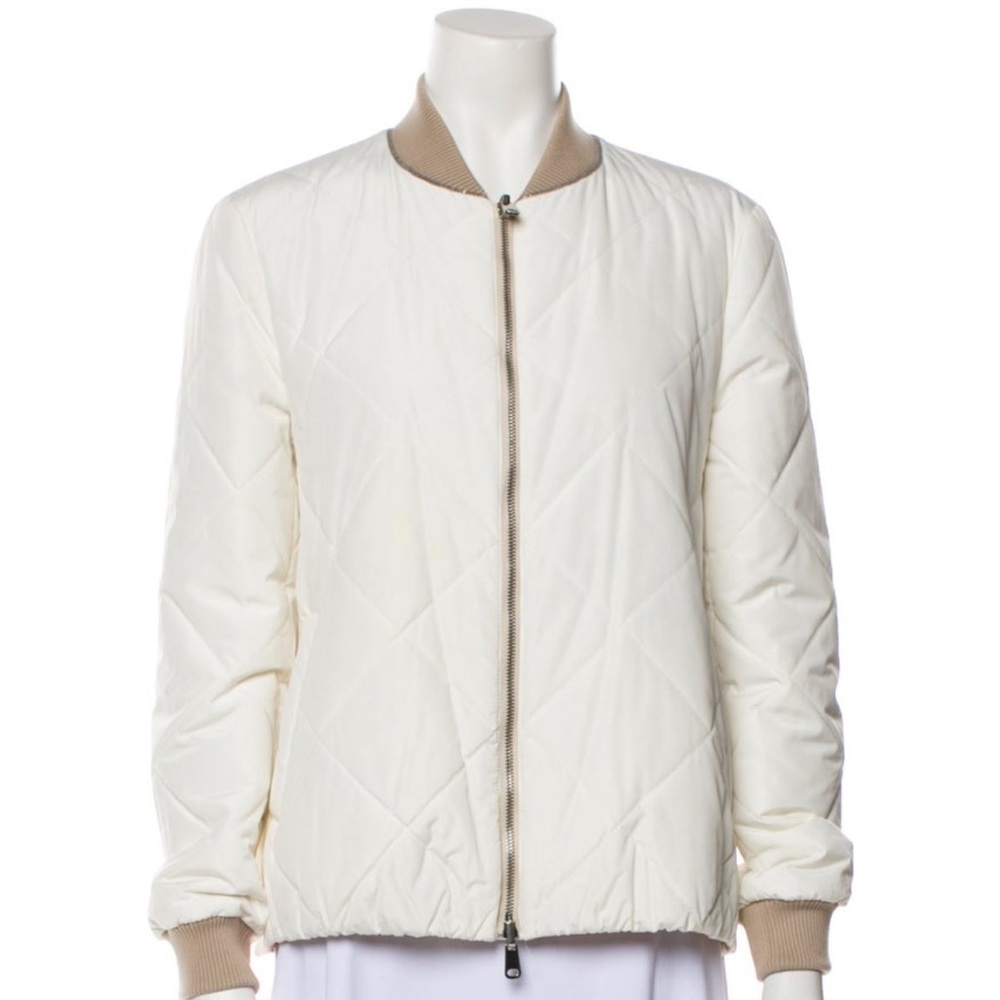 $3995 BRUNELLO CUCINELLI REVERSIBLE QUILTED BOMBER JACKET IN CHALK SIZE 40
